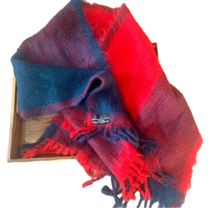 60’s Finnish Thick Wool Hand Woven in Finland Scarf Shawl Neck Wrap With Fringe